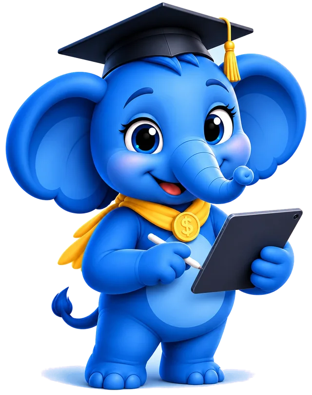 Elena in a graduation cap holding a tablet